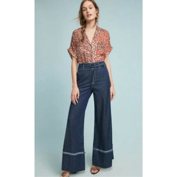 ANTHROPOLOGIE Pilcro and the Letterpress High-Rise Wide-Leg Jeans 27 - Picture 2 of 11